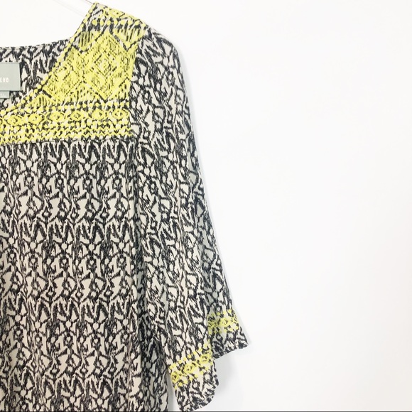 Maeve V Neck Printed Blouse Yellow Embroidery S - Picture 5 of 8